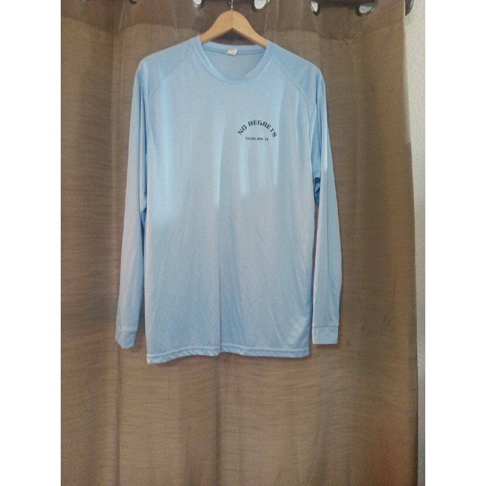 Men's Paragon Blue Graphic Print Long Sleeve Outdoor Fishing Stretchy Shirt Lg.